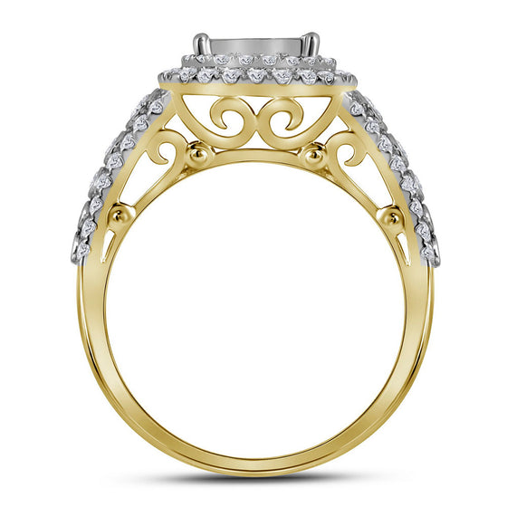 14k Yellow Gold Princess Diamond Bridal Wedding Ring Band Set 1-1/2 Cttw