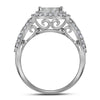 14k White Gold Princess Diamond Bridal Wedding Ring Band Set 1-1/2 Cttw