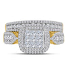 14k Yellow Gold Princess Diamond Bridal Wedding Ring Band Set 1-1/2 Cttw