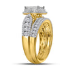 14k Yellow Gold Princess Diamond Bridal Wedding Ring Band Set 1-1/2 Cttw