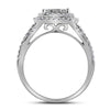14k White Gold Princess Diamond Bridal Wedding Ring Band Set 1-1/2 Cttw