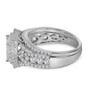 14k White Gold Princess Diamond Bridal Wedding Ring Band Set 1-1/2 Cttw