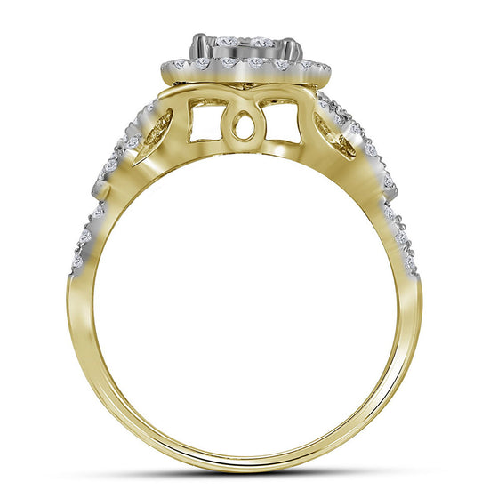 14k Yellow Gold Round Diamond Bridal Wedding Ring Band Set 1 Cttw