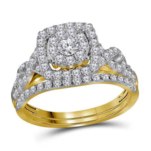  14k Yellow Gold Round Diamond Bridal Wedding Ring Band Set 1 Cttw