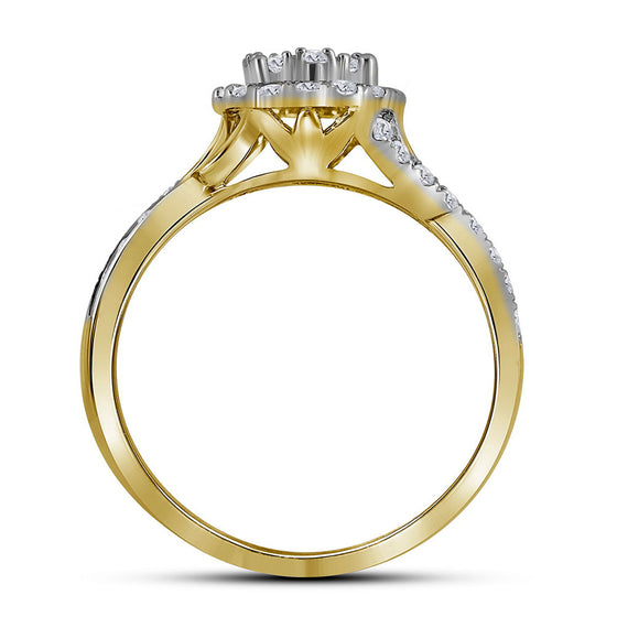 14k Yellow Gold Round Diamond Bridal Wedding Ring Band Set 1 Cttw