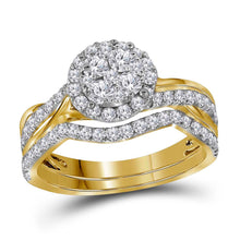  14k Yellow Gold Round Diamond Bridal Wedding Ring Band Set 1 Cttw