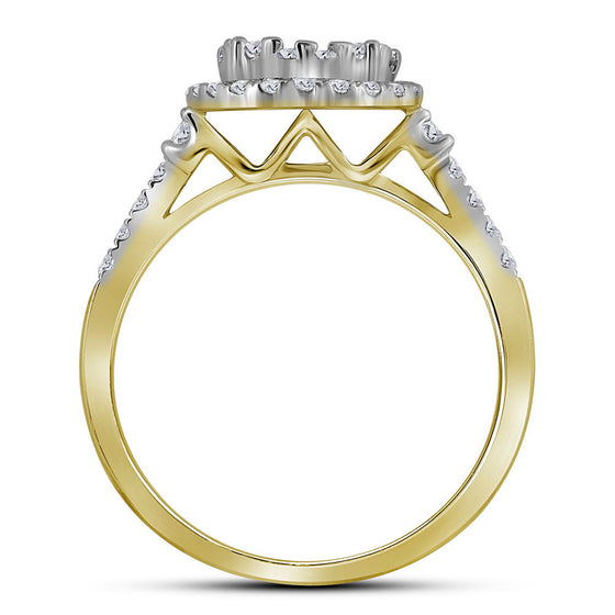 14k Yellow Gold Round Diamond Bridal Wedding Ring Band Set 1 Cttw