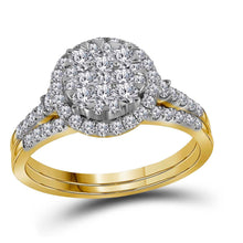  14k Yellow Gold Round Diamond Bridal Wedding Ring Band Set 1 Cttw
