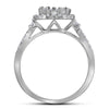 14k White Gold Round Diamond Cluster Halo Bridal Wedding Ring Band Set 1 Cttw