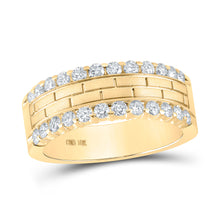  10k Yellow Gold Mens Round Diamond Wedding Brick Band Ring 1 Cttw