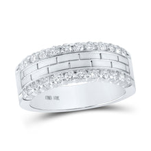  10k White Gold Mens Round Diamond Wedding Brick Band Ring 1 Cttw
