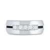 10k White Gold Mens Round Diamond Wedding Black Groove Band Ring 1/2 Cttw