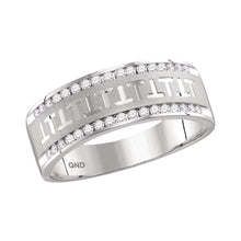  14k White Gold Mens Round Diamond Wedding Band Ring 1/3 Cttw