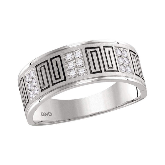 14k White Gold Mens Round Diamond Wedding Band Ring 1/4 Cttw