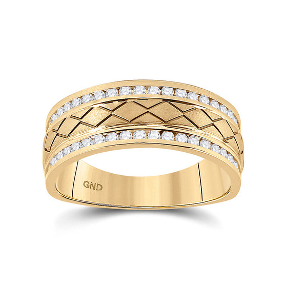14k Yellow Gold Mens Round Diamond Wedding Band Ring 1/2 Cttw
