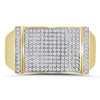 10k Yellow Gold Mens Round Diamond Rectangle Cluster Ring 1/2 Cttw