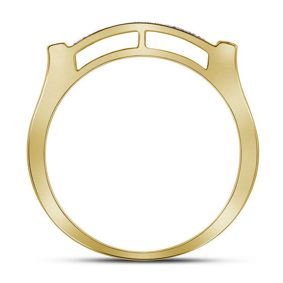 10k Yellow Gold Mens Round Diamond Rectangle Cluster Ring 1/2 Cttw