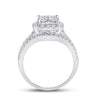 14k White Gold Princess Diamond Cluster Bridal Wedding Engagement Ring 2 Cttw