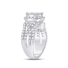 14k White Gold Princess Diamond Cluster Bridal Wedding Engagement Ring 2 Cttw