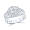 14k White Gold Princess Diamond Cluster Bridal Wedding Engagement Ring 2 Cttw