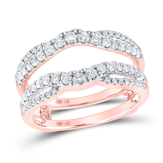 14k Rose Gold Womens Round Diamond Wedding Wrap Ring Guard Enhancer 5/8 Cttw