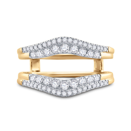 14k Yellow Gold Womens Round Diamond Wedding Wrap Ring Guard Enhancer 1/2 Cttw