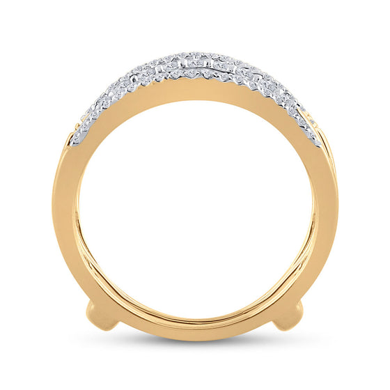 14k Yellow Gold Womens Round Diamond Wedding Wrap Ring Guard Enhancer 1/2 Cttw