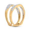 14k Yellow Gold Womens Round Diamond Wedding Wrap Ring Guard Enhancer 1/2 Cttw