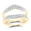 14k Yellow Gold Womens Round Diamond Wedding Wrap Ring Guard Enhancer 1/2 Cttw