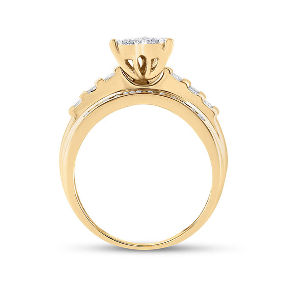10k Yellow Gold Round Diamond Heart Bridal Wedding Engagement Ring 1/2 Cttw
