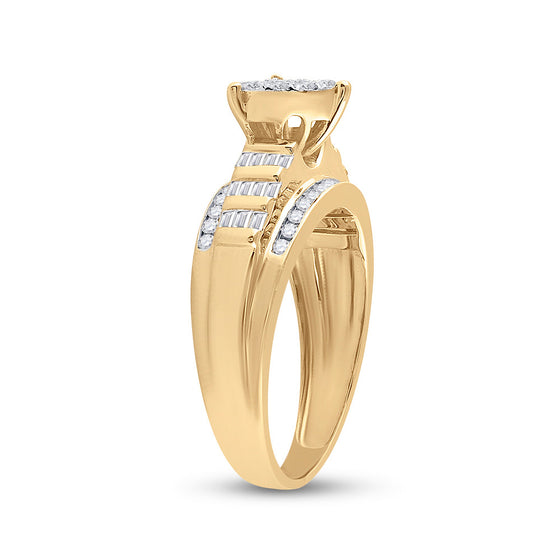 10k Yellow Gold Round Diamond Heart Bridal Wedding Engagement Ring 1/2 Cttw