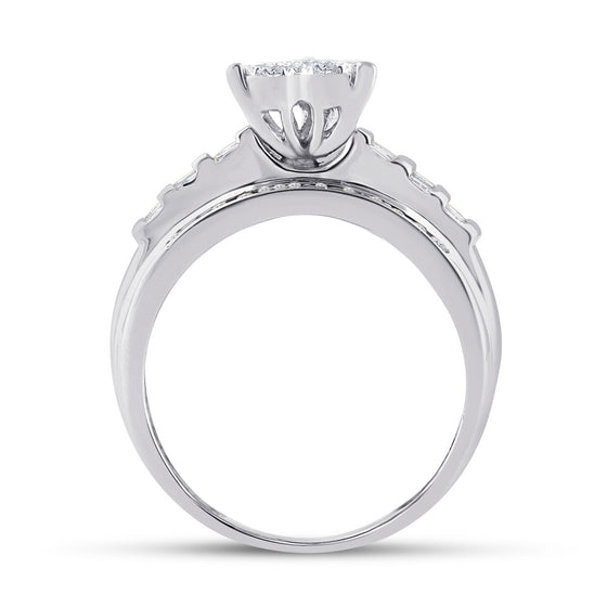 10k White Gold Round Diamond Heart Bridal Wedding Engagement Ring 1/2 Cttw