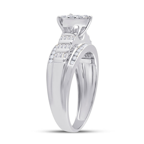 10k White Gold Round Diamond Heart Bridal Wedding Engagement Ring 1/2 Cttw