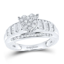  10k White Gold Round Diamond Heart Bridal Wedding Engagement Ring 1/2 Cttw