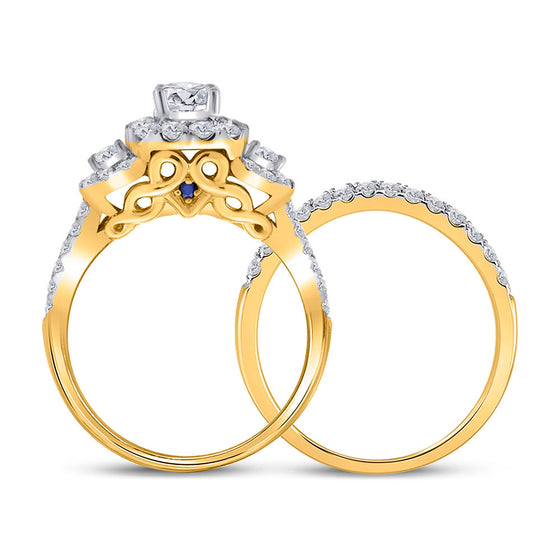 14k Yellow Gold Round Diamond 3-stone Bridal Wedding Engagement Ring 1-1/2 Cttw