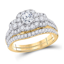 14k Yellow Gold Round Diamond 3-stone Bridal Wedding Engagement Ring 1-1/2 Cttw