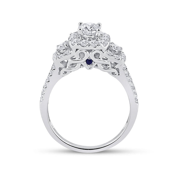 14k White Gold Round Diamond Bridal Wedding Ring Band Set 1-1/2 Cttw