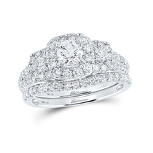  14k White Gold Round Diamond Bridal Wedding Ring Band Set 1-1/2 Cttw