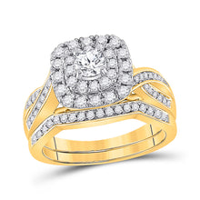  14k Yellow Gold Round Diamond Bridal Wedding Ring Band Set 1 Cttw