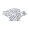 14k White Gold Round Diamond Halo Bridal Wedding Ring Band Set 1 Cttw