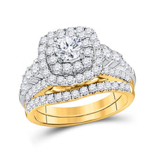  14k Yellow Gold Round Diamond Bridal Wedding Ring Band Set 2 Cttw