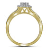 14k Yellow Gold Round Diamond Cluster Bridal Wedding Ring Band Set 1/2 Cttw