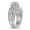 14k White Gold Round Diamond Cluster Bridal Wedding Ring Band Set 1/2 Cttw