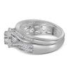 14k White Gold Round Diamond Cluster Bridal Wedding Ring Band Set 1/2 Cttw