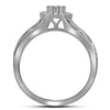 14k White Gold Round Diamond Cluster Bridal Wedding Ring Band Set 1/2 Cttw