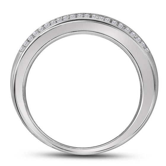 10k White Gold Womens Round Diamond Pave Band Ring 1/2 Cttw