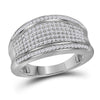 10k White Gold Womens Round Diamond Pave Band Ring 1/2 Cttw
