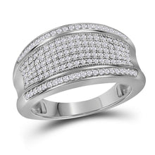  10k White Gold Womens Round Diamond Pave Band Ring 1/2 Cttw