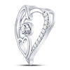 10k White Gold Womens Round Diamond Heart Pendant 1/10 Cttw