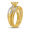 14k Yellow Gold Princess Diamond Bridal Wedding Ring Band Set 1/2 Cttw